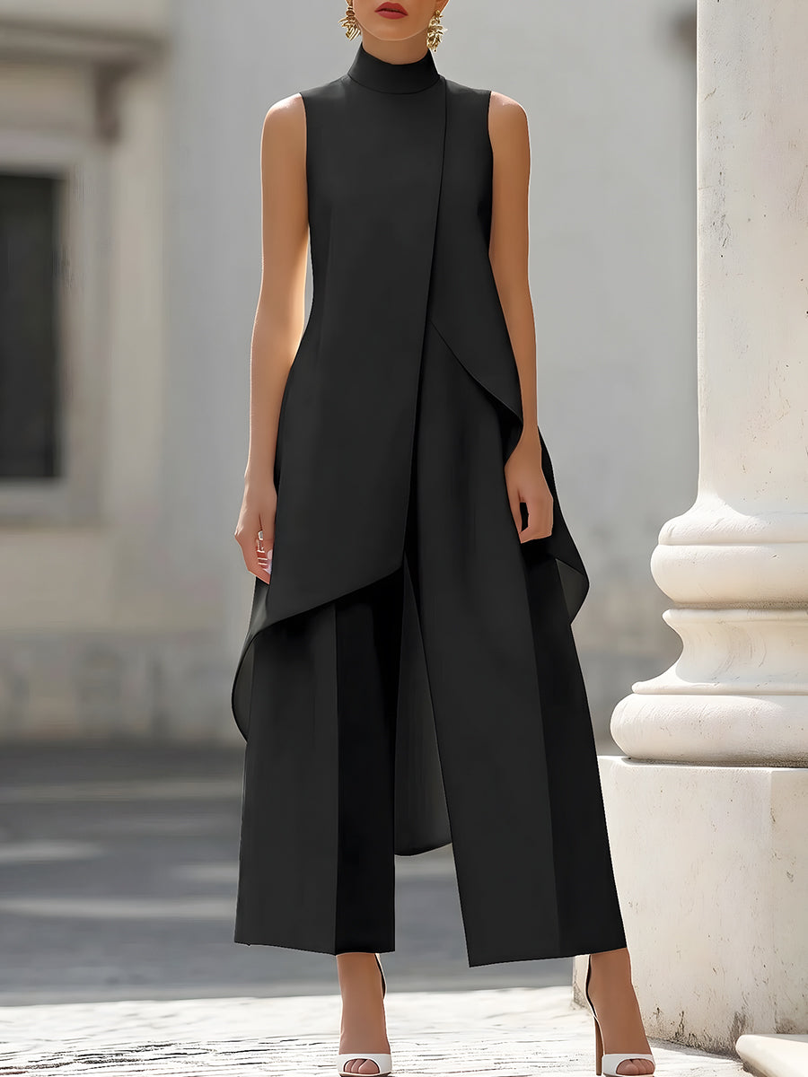 Asymmetric Layered Sleeveless Top & Wide-Leg Pants Set Co-ord – Whitemore & Daughters
