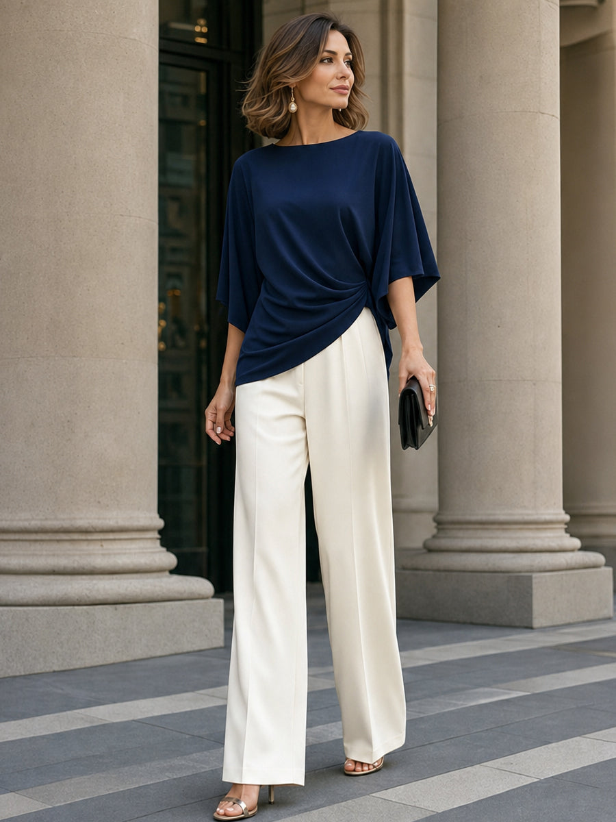 Draped Waist Blouse and Wide-Leg Pants Two-Piece Set Co-ord – Whitemore & Daughters