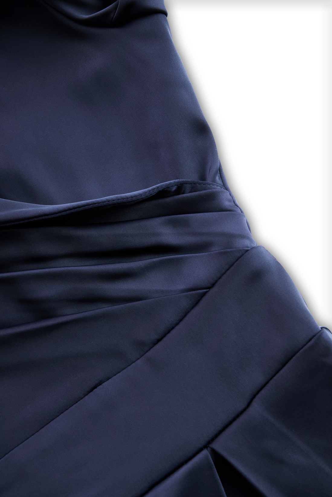 Whitemore & Daughters - Midi Dress: V-Neck Wrap Satin Dress with Full A-Line Skirt