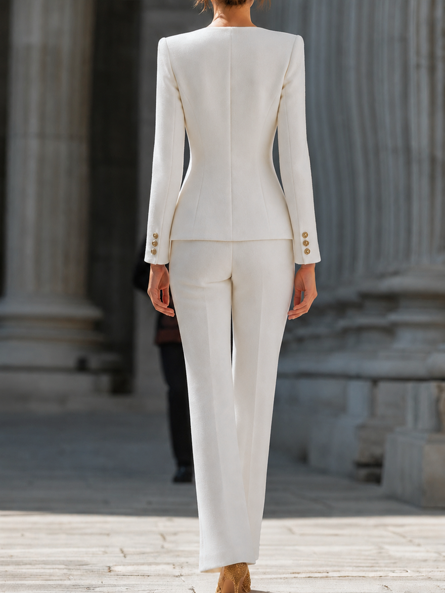 Ivory Tweed Square-Neck Suit Set Co-ord – Whitemore & Daughters
