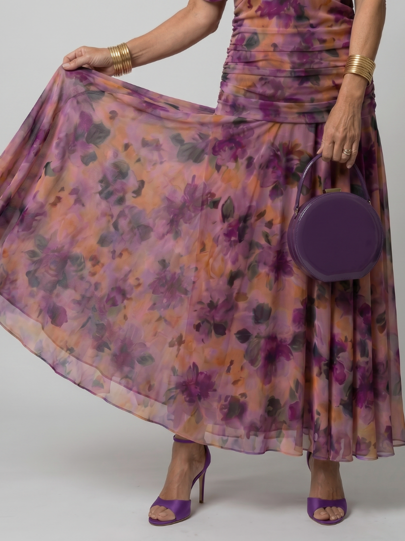 Whitemore & Daughters - Calen Maxi Dress: Off-Shoulder V-Neck Dress with Flutter Sleeves in Floral Print