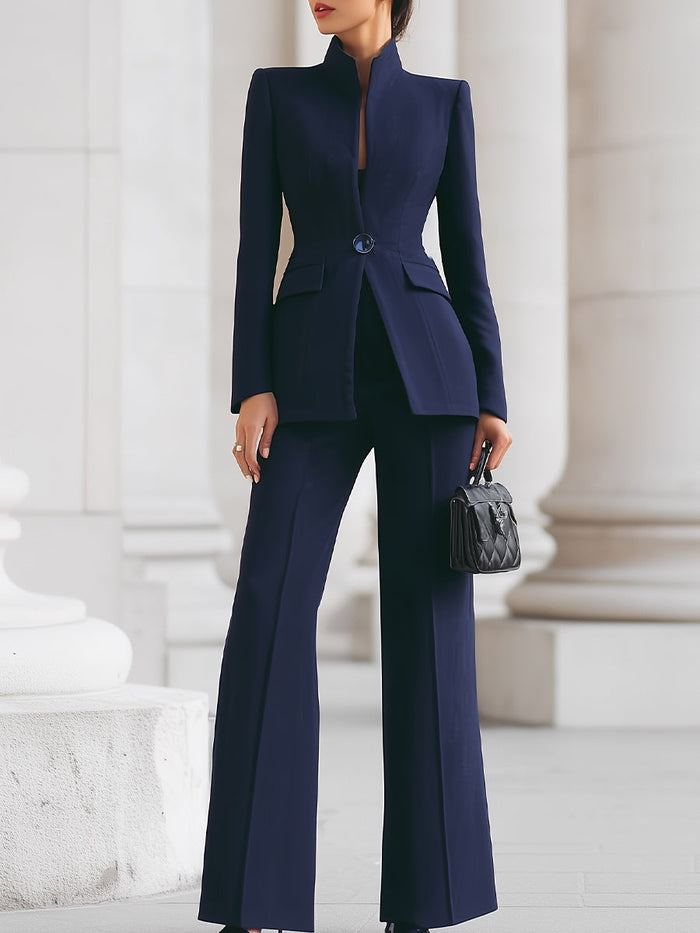 High-Collar Blazer & Wide-Leg Trousers Co-ord – Whitemore & Daughters