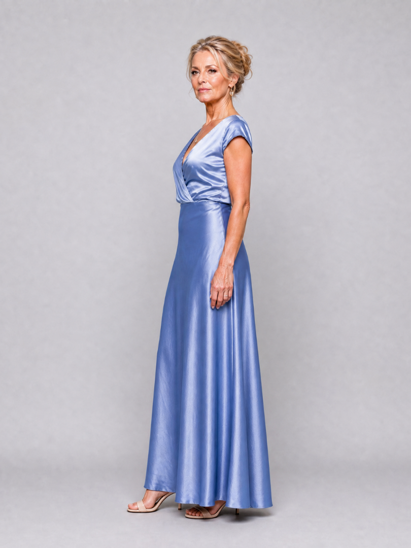 Whitemore & Daughters - Samouse Maxi Dress: Wrap V-Neck Dress with Cap Sleeves
