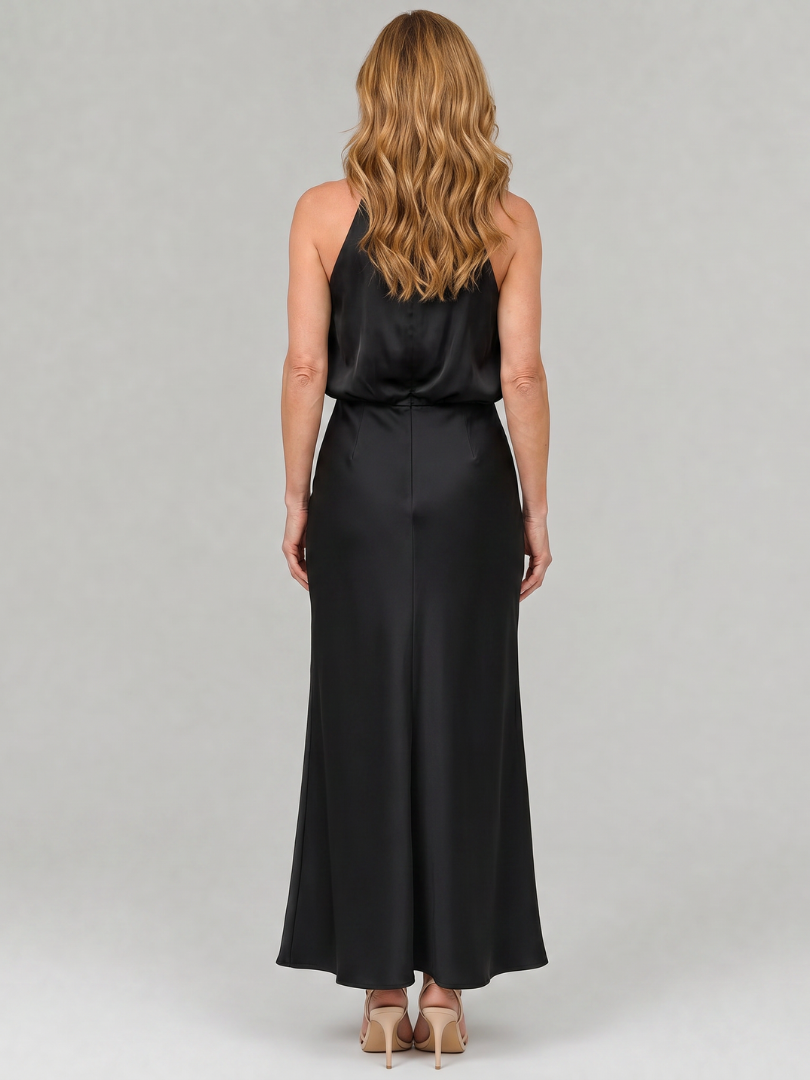 Whitemore & Daughters - Nopal Maxi Dress: Halter-Neck Draped Dress with Blouson Bodice
