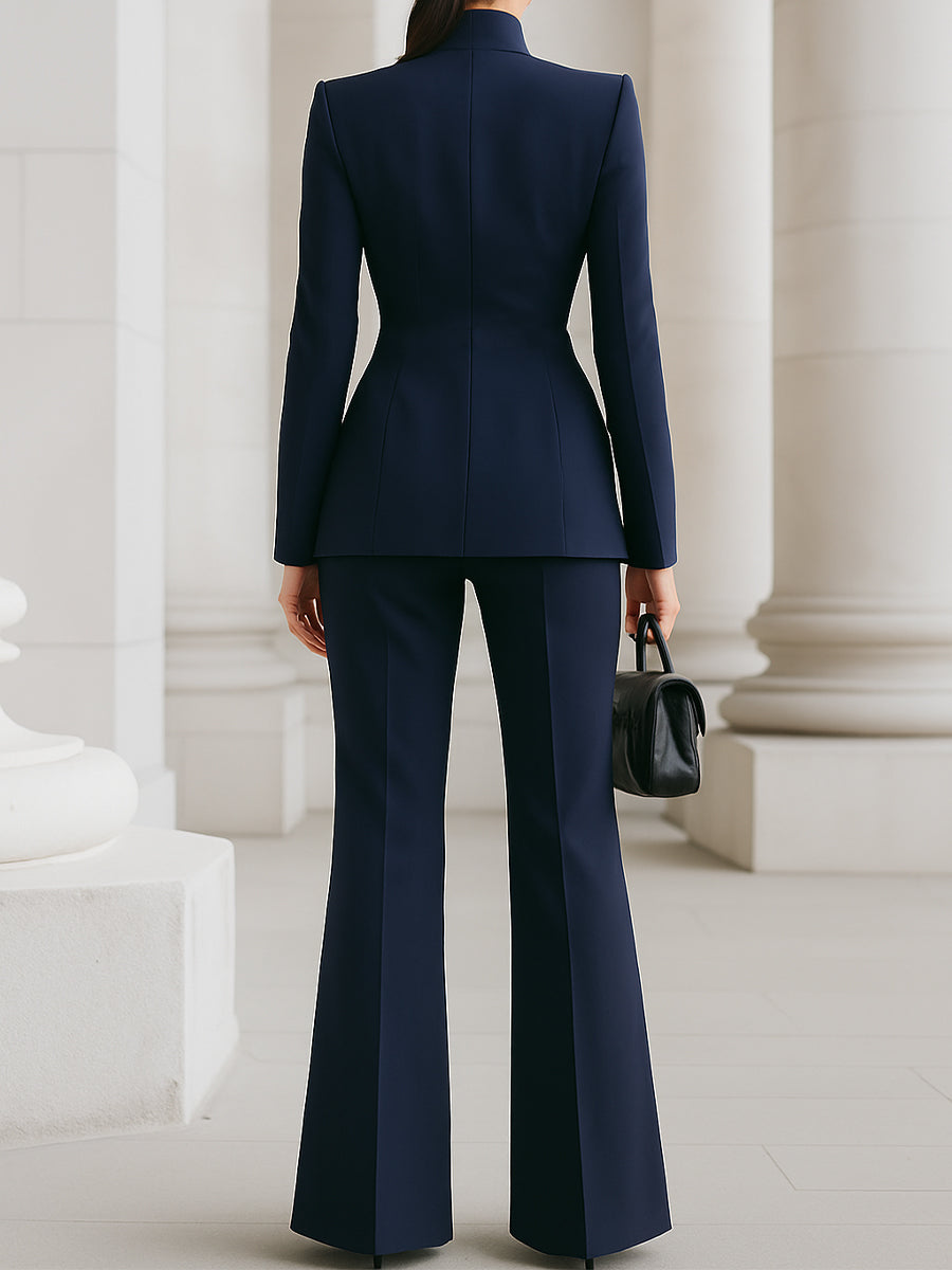 High-Collar Blazer & Wide-Leg Trousers Co-ord – Whitemore & Daughters
