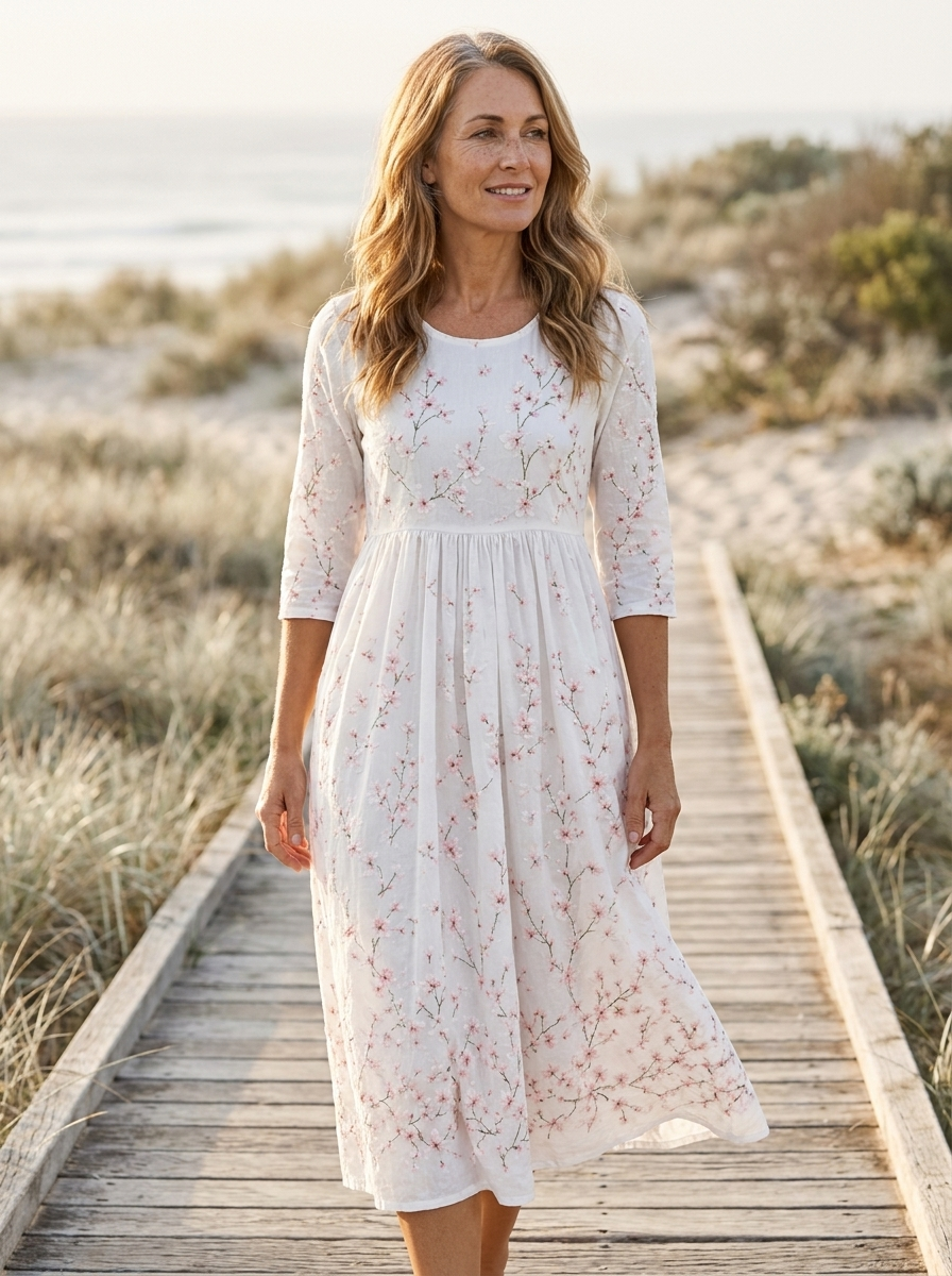 Cherry Blossom Grace Everyday Midi Dress