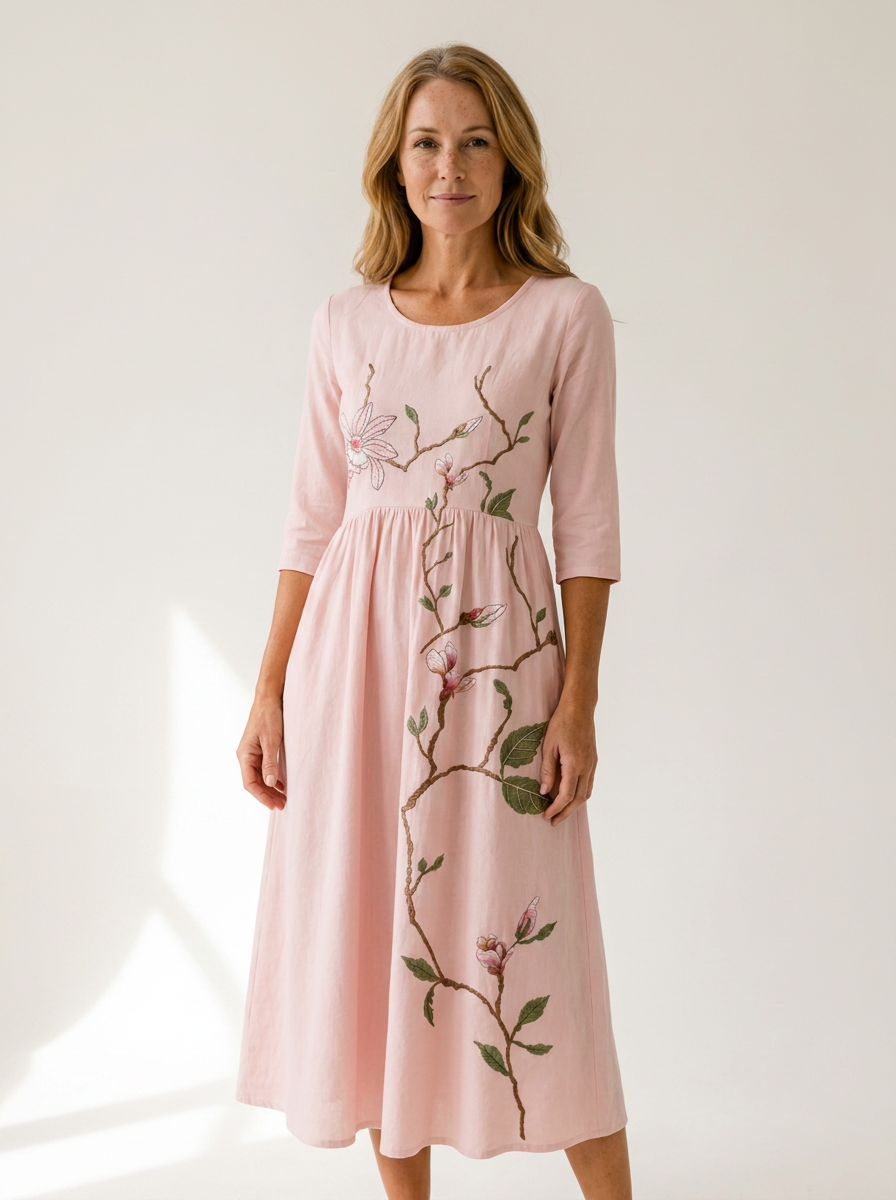 Blush Magnolia Garden Midi Dress