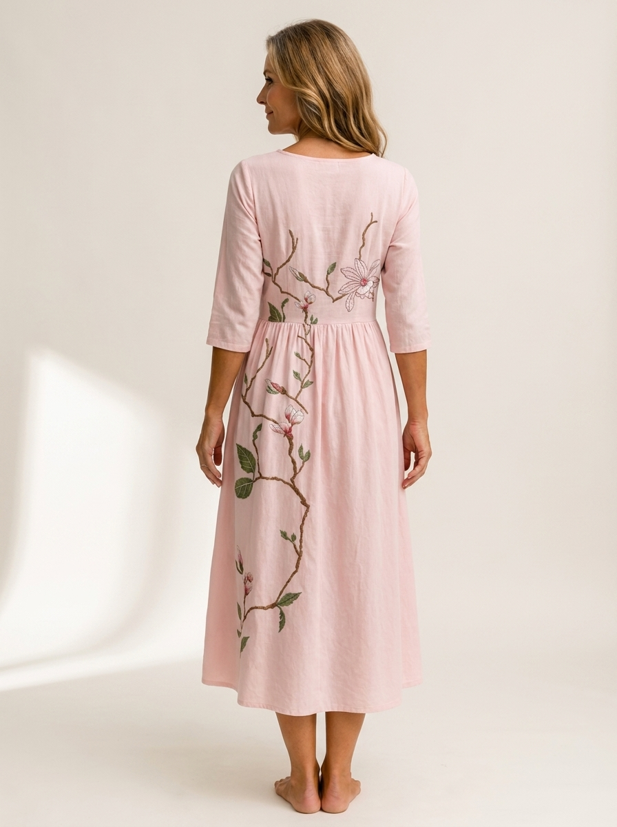 Blush Magnolia Garden Midi Dress