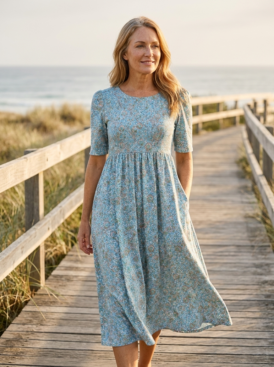 Seaside Mosaic Pocket Maxi Dress