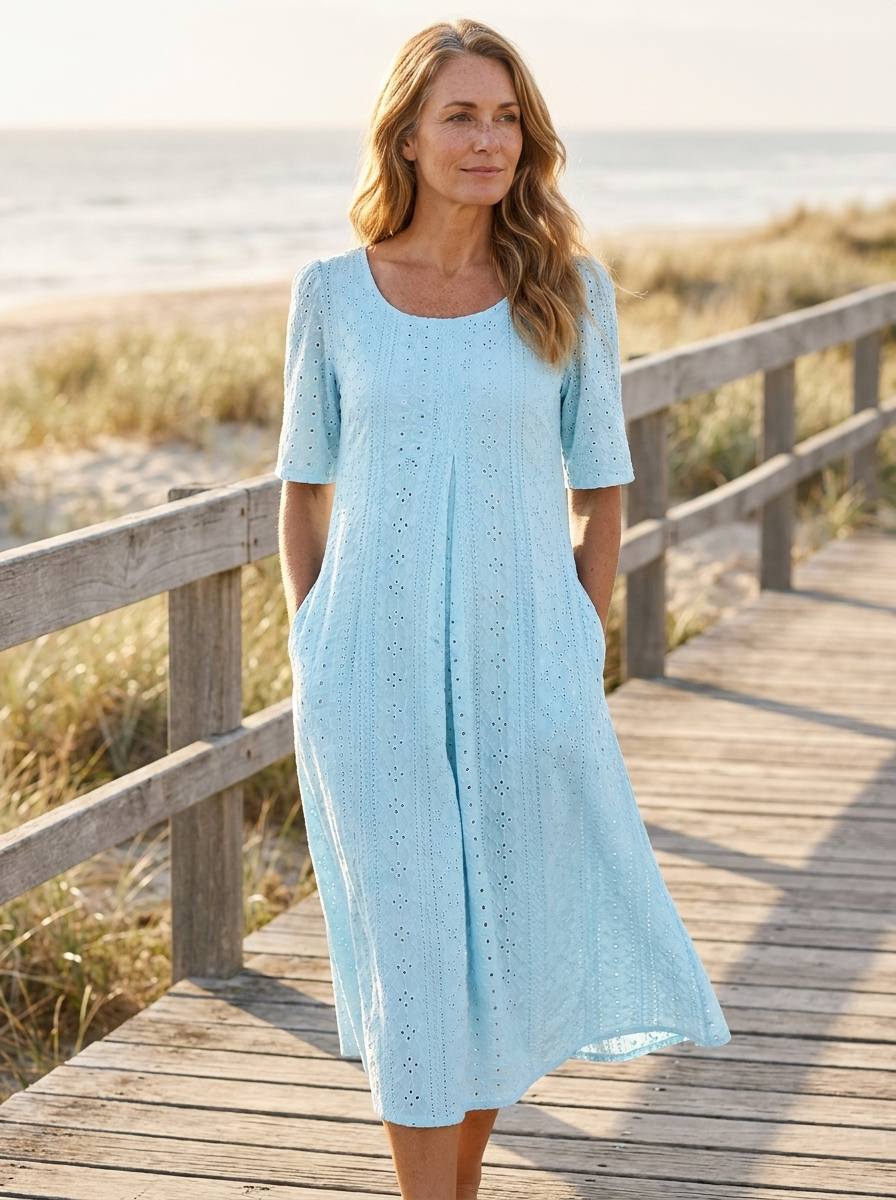 Skylight Grace Eyelet Pocket Midi Dress