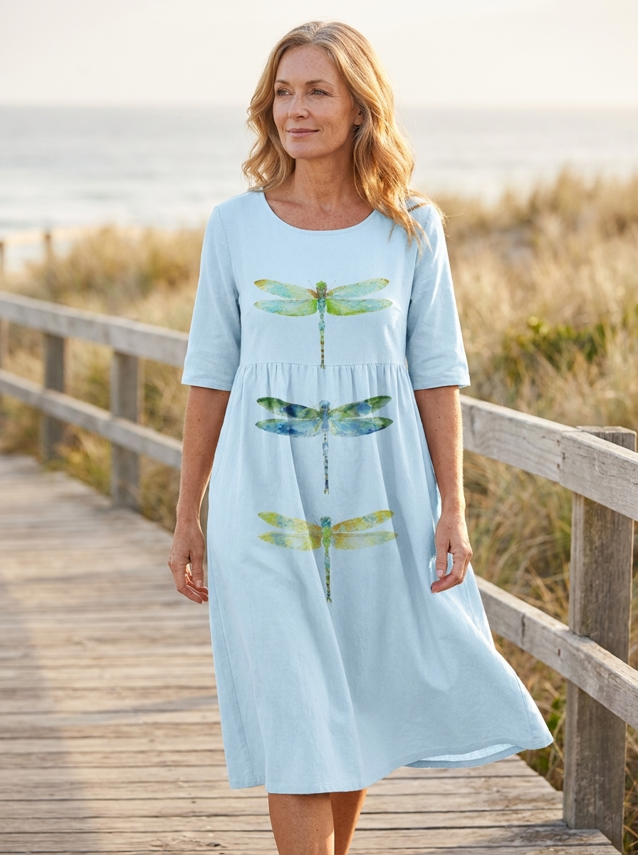 Sky Meadow Dragonfly Pocket Midi Dress