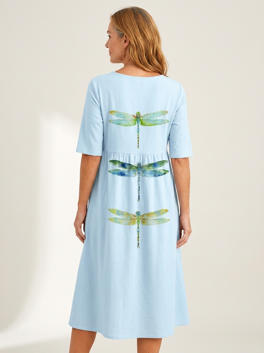 Sky Meadow Dragonfly Pocket Midi Dress
