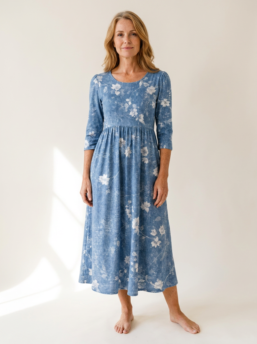 Bluebell Breeze Floral Pocket Midi Dress