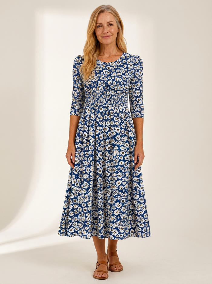 Blue Daisy Garden Pocket Maxi Dress