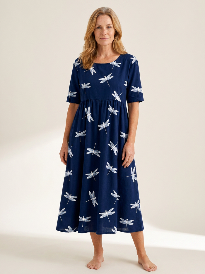 Dragonfly Breeze Pocket Midi Dress