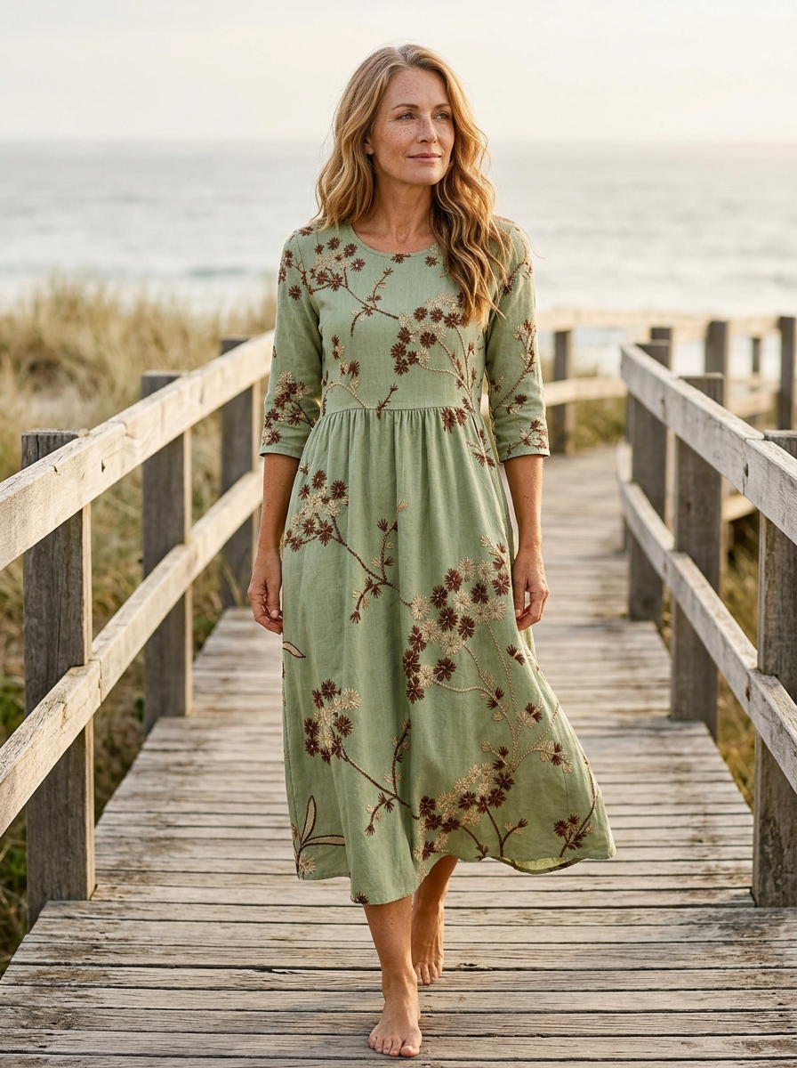 Sage Meadow Floral Pocket Midi Dress