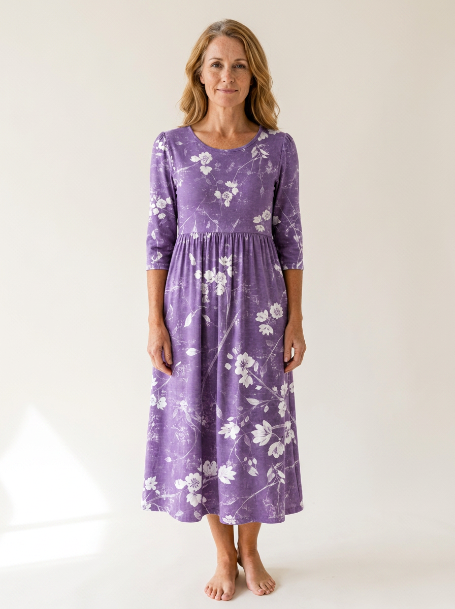 Lavender Bloom Comfort Pocket Midi Dress