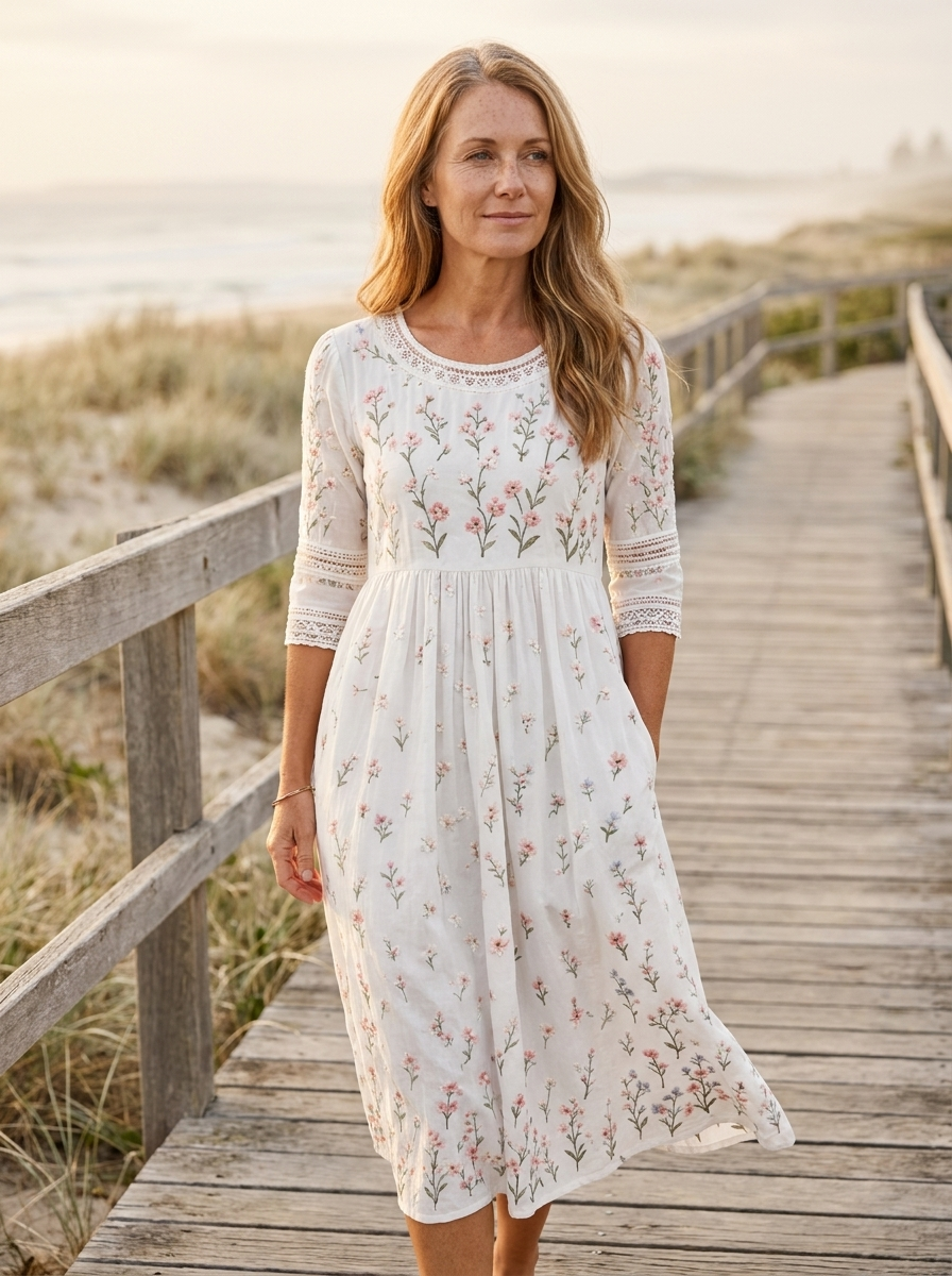 Whispering Wildflower Pocket Midi Dress