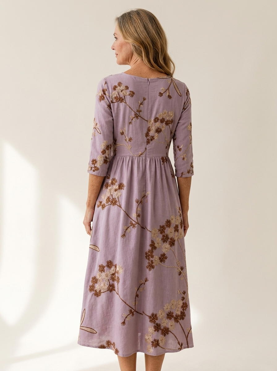 Heather Meadow Floral Pocket Midi Dress