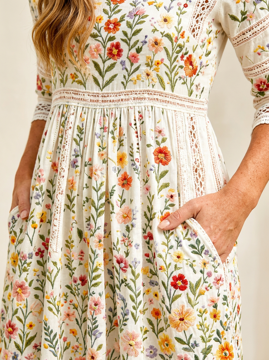 Wildflower Meadow Charm Midi Dress