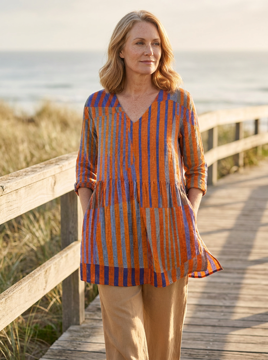 Nadia | Long Blouse with V-Neck