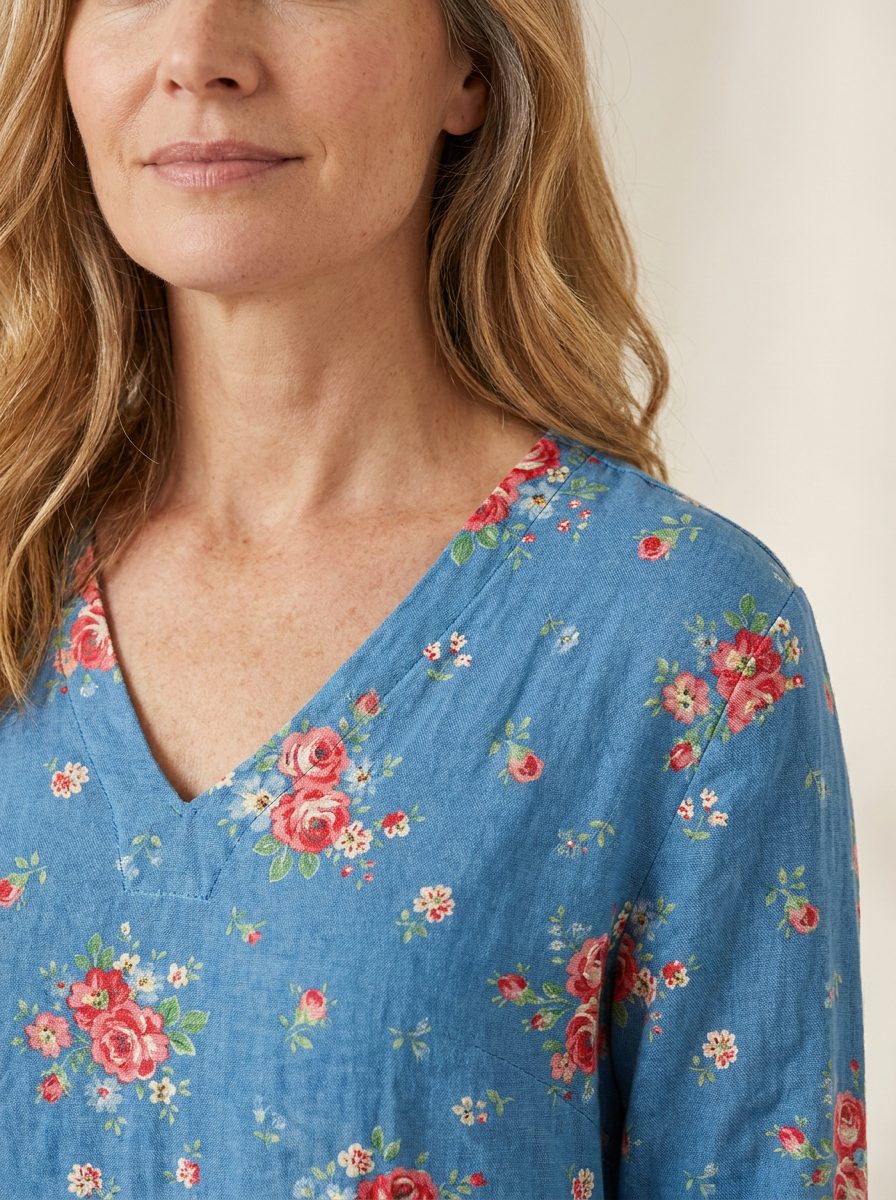 Melanie | Long Blouse with V-Neck