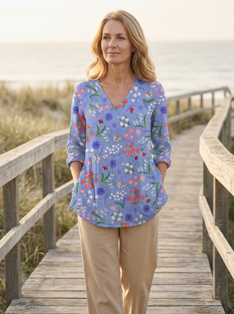 Aline | Long Blouse with V-Neck