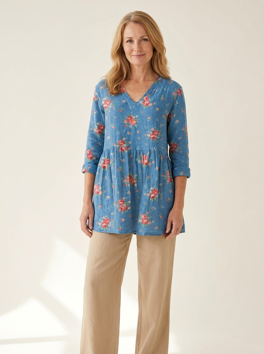 Melanie | Long Blouse with V-Neck