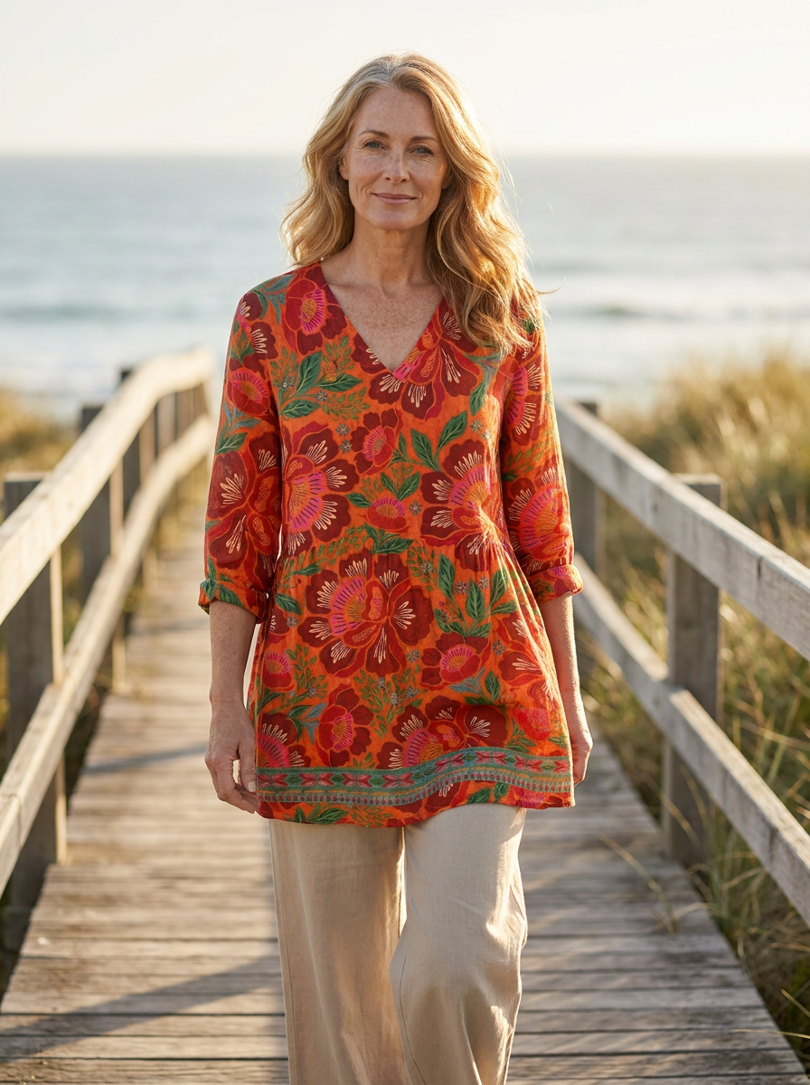Marion | Long Blouse with V-Neck