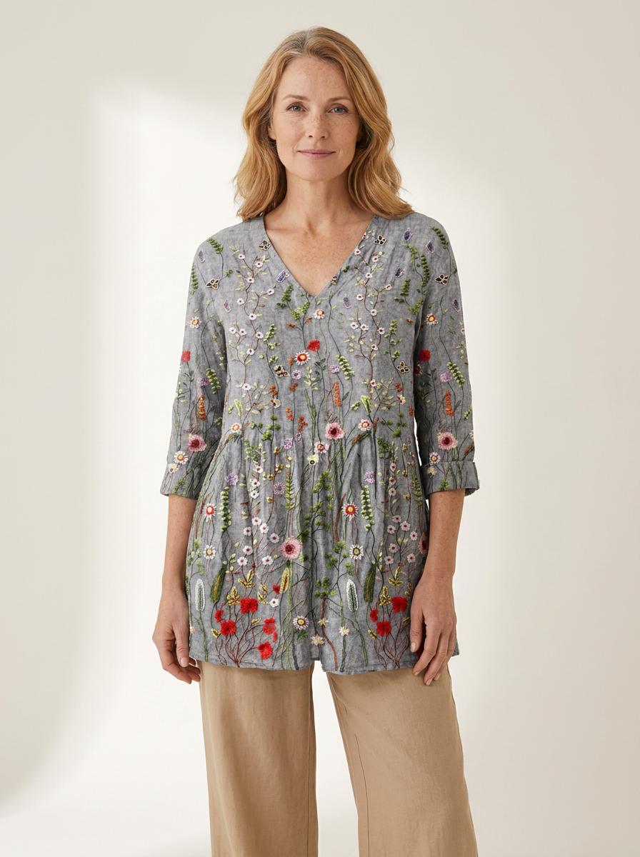 Amelie | Long Blouse with V-Neck