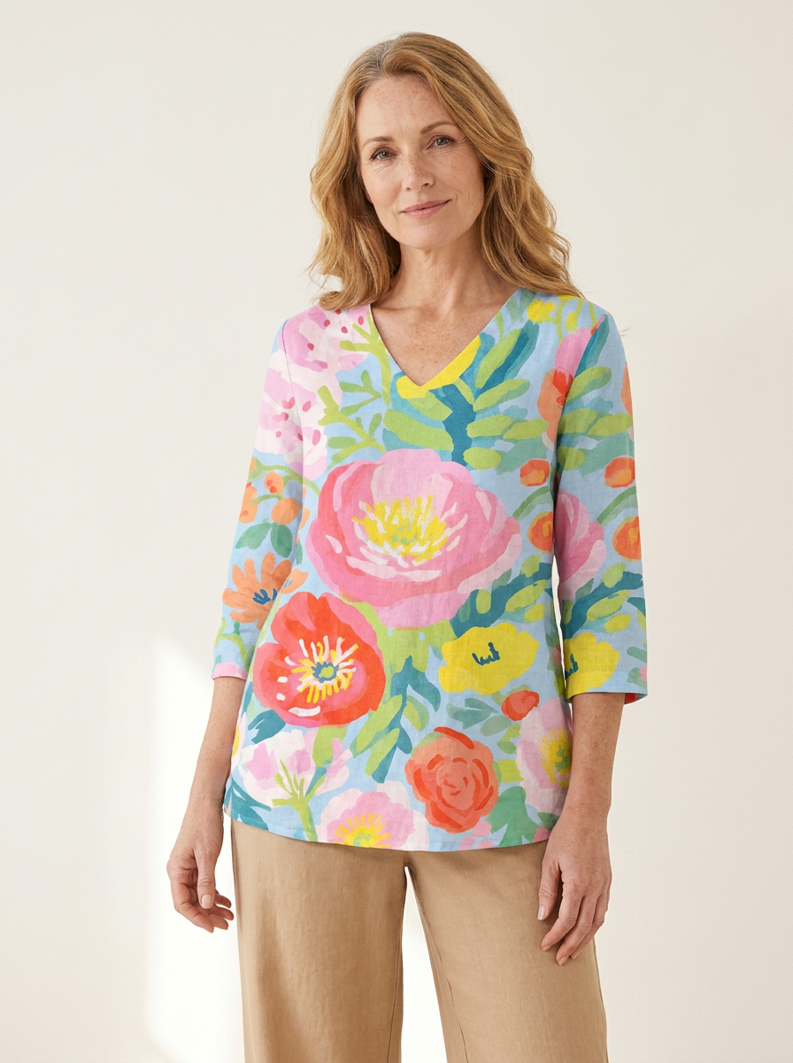 Helene | Long Blouse with V-Neck