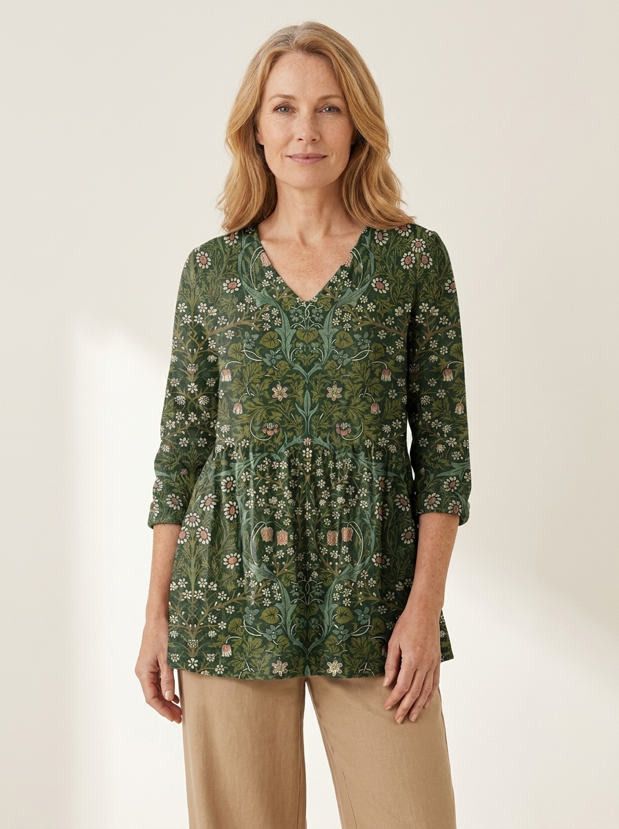 Julie | Long Blouse with V-Neck