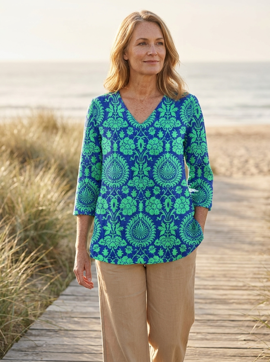Ines | Long Blouse with V-Neck
