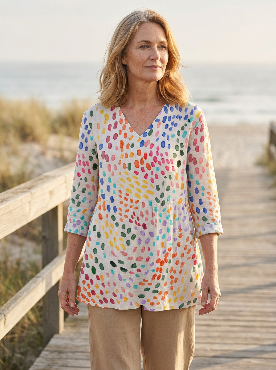 Pauline | Long Blouse with V-Neck