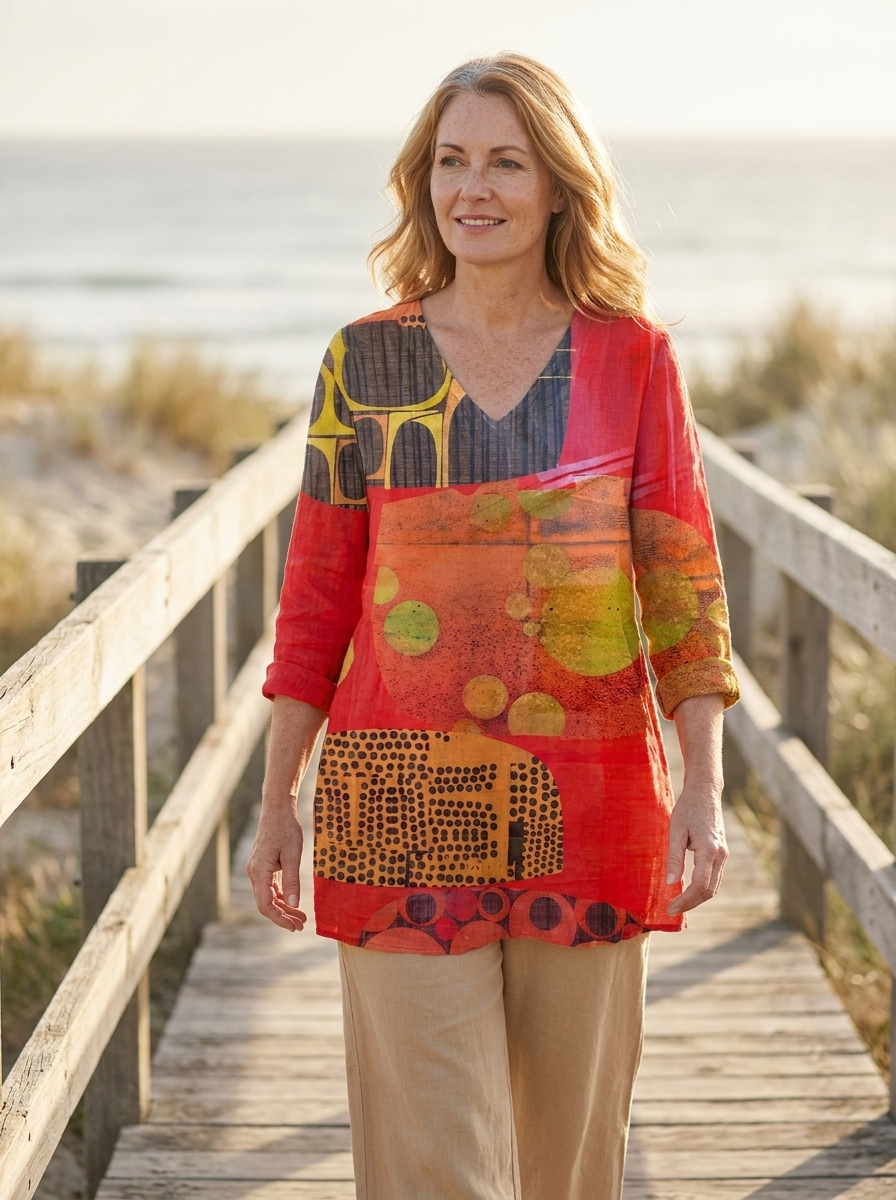 Lucie | Long Blouse with V-Neck