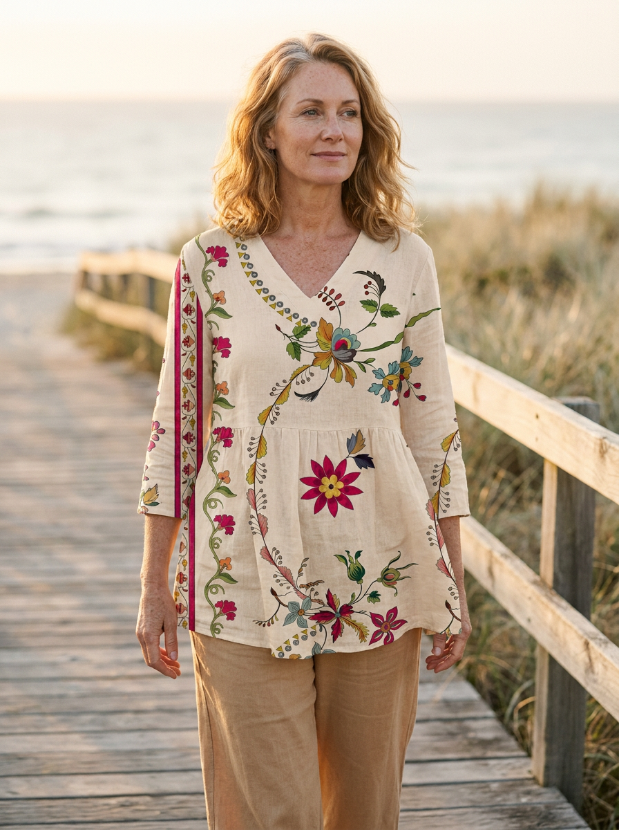 Clara | Long Blouse with V-Neck