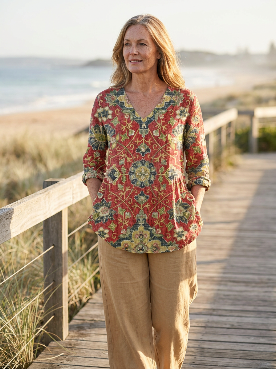Lea | Long Blouse with V-Neck