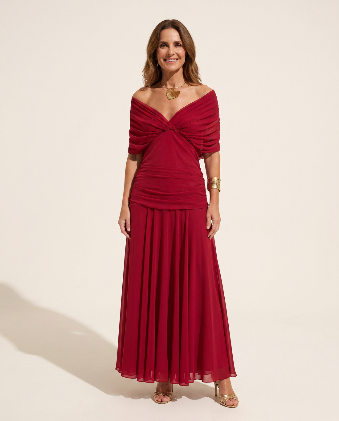 Whitemore & Daughters - Amarra Maxi Dress: Off-Shoulder Twist-Front Dress with Flowy Skirt