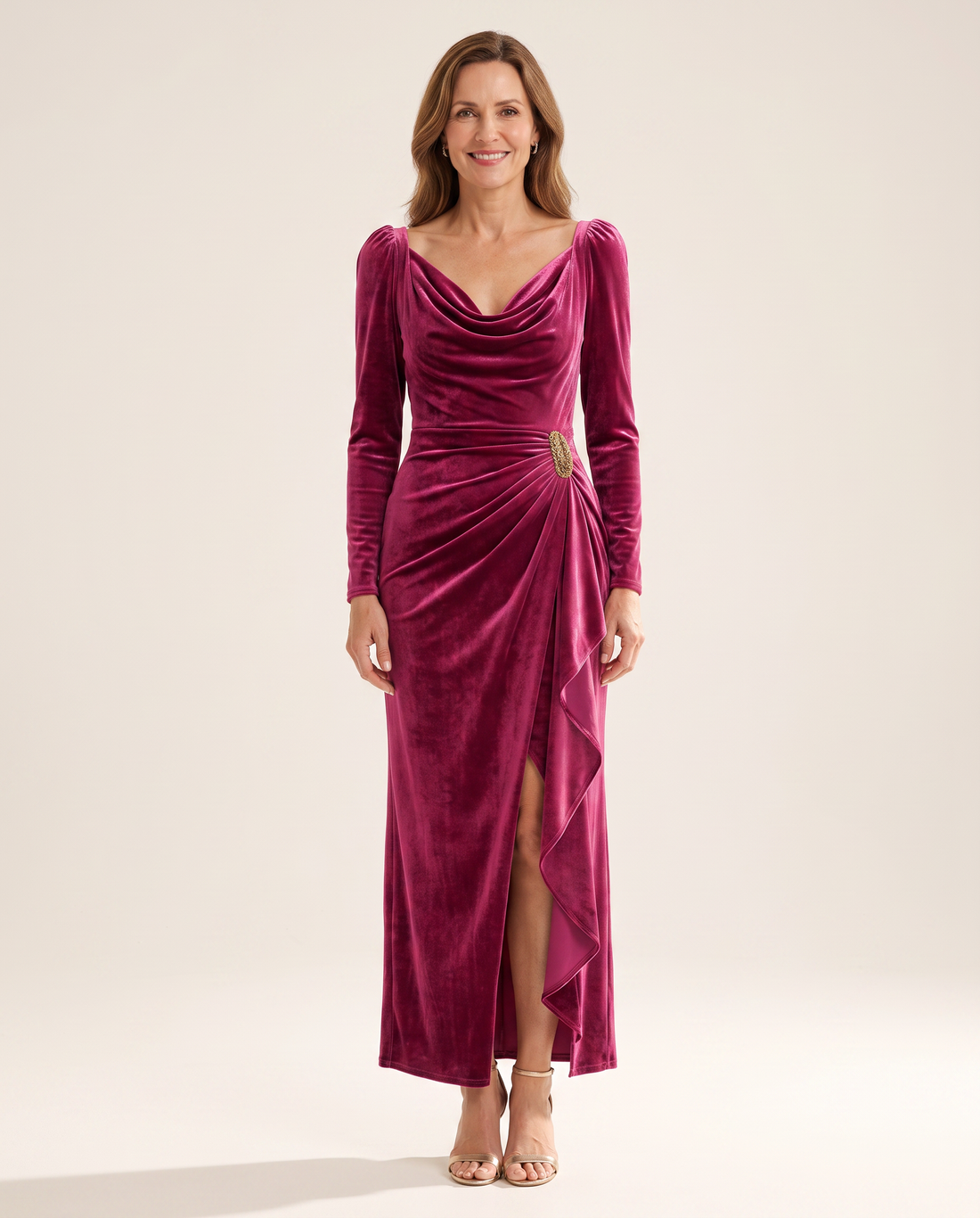 Whitemore & Daughters - Dahlia Midi Dress: Wrap Dress with Front Slit