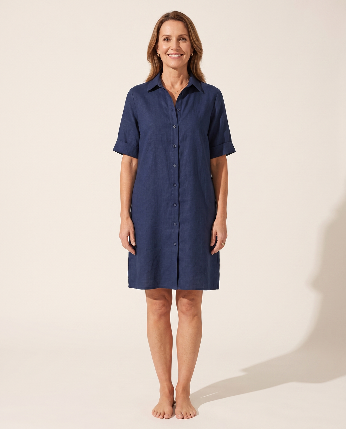 Whitemore & Daughters - Harlie Mini Dress: Shirt-Collar Dress with Short Sleeves