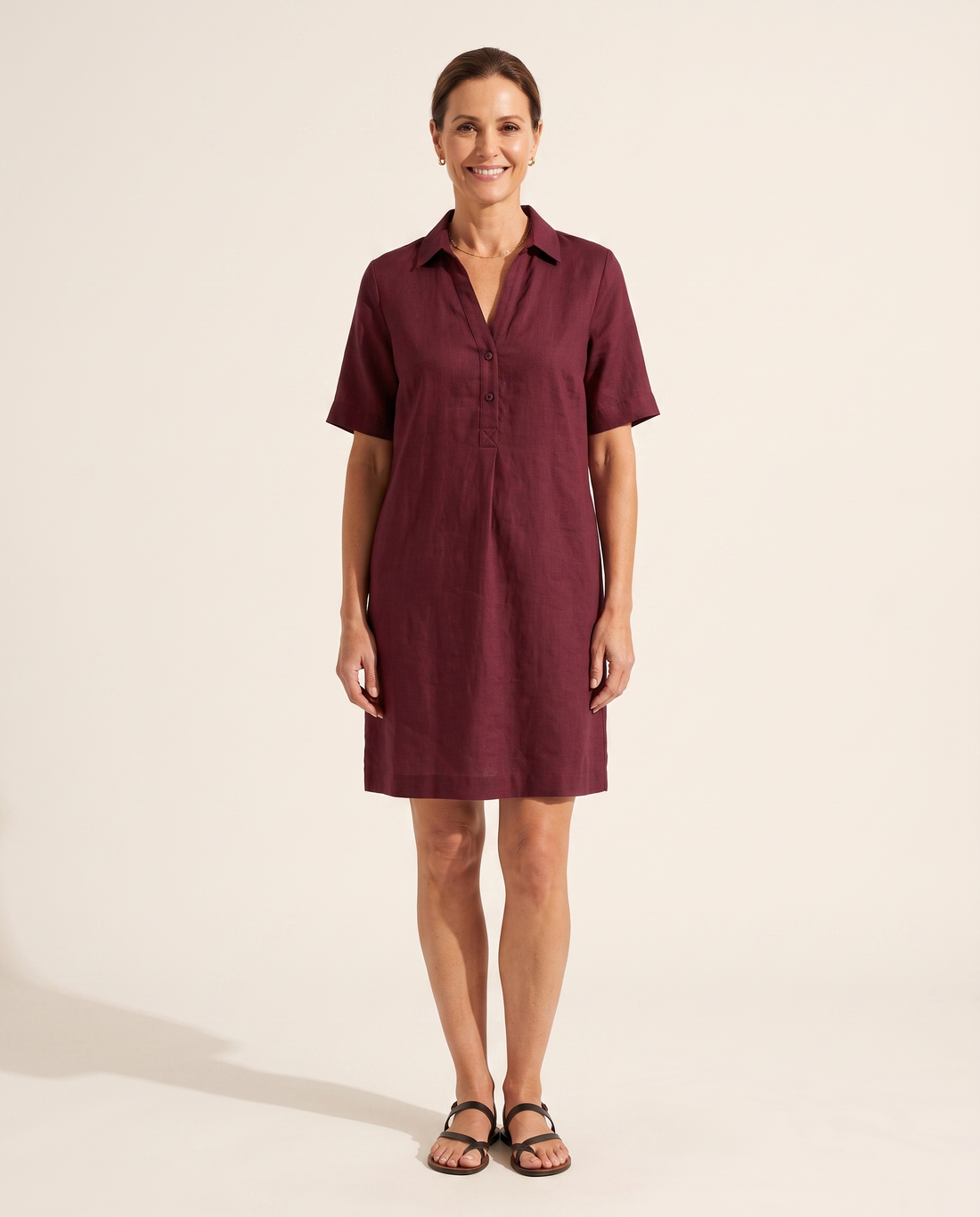 Whitemore & Daughters - Harlie Mini Dress: Shirt-Collar Dress with Short Sleeves