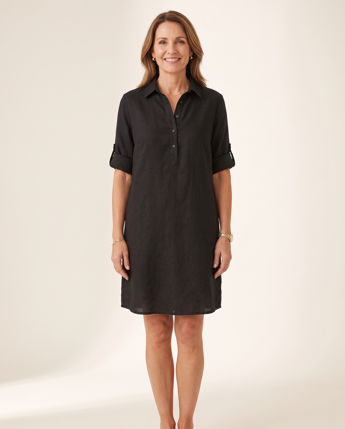 Whitemore & Daughters - Harlie Mini Dress: Shirt-Collar Dress with Short Sleeves