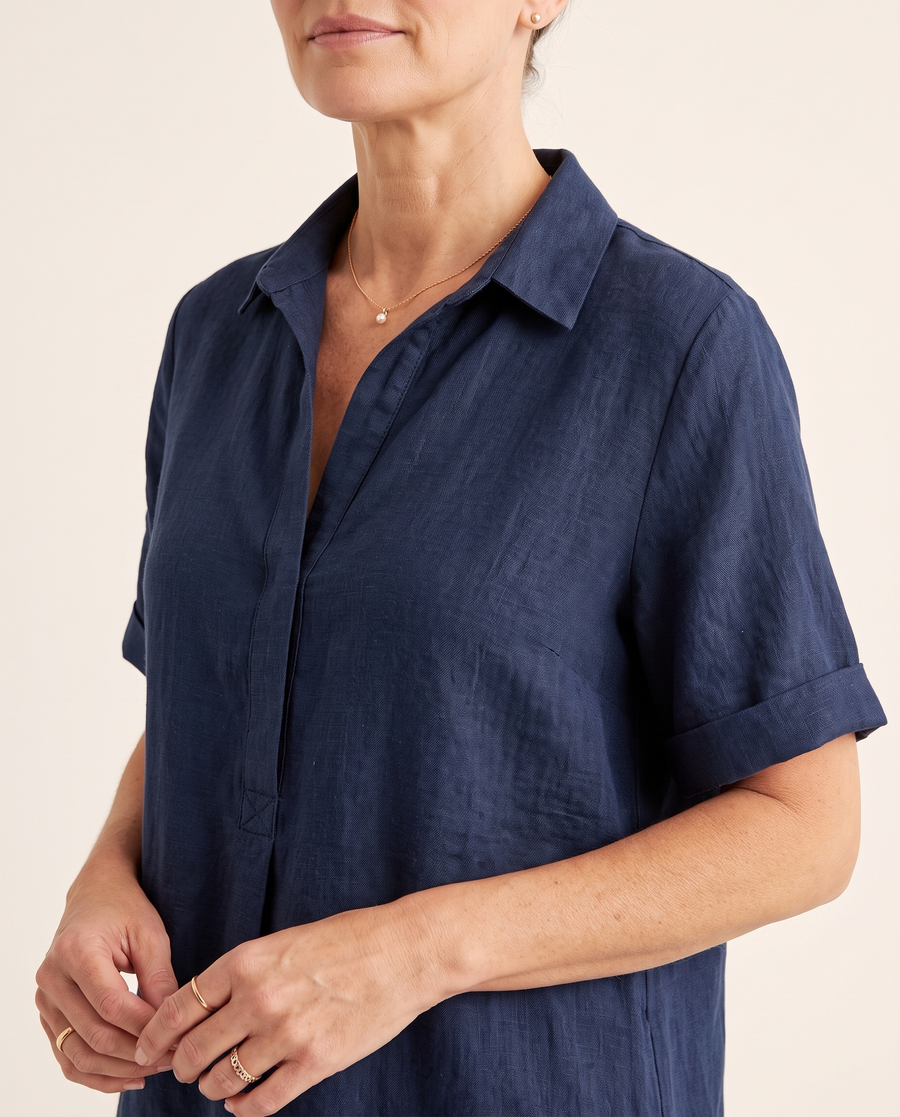 Whitemore & Daughters - Harlie Mini Dress: Shirt-Collar Dress with Short Sleeves