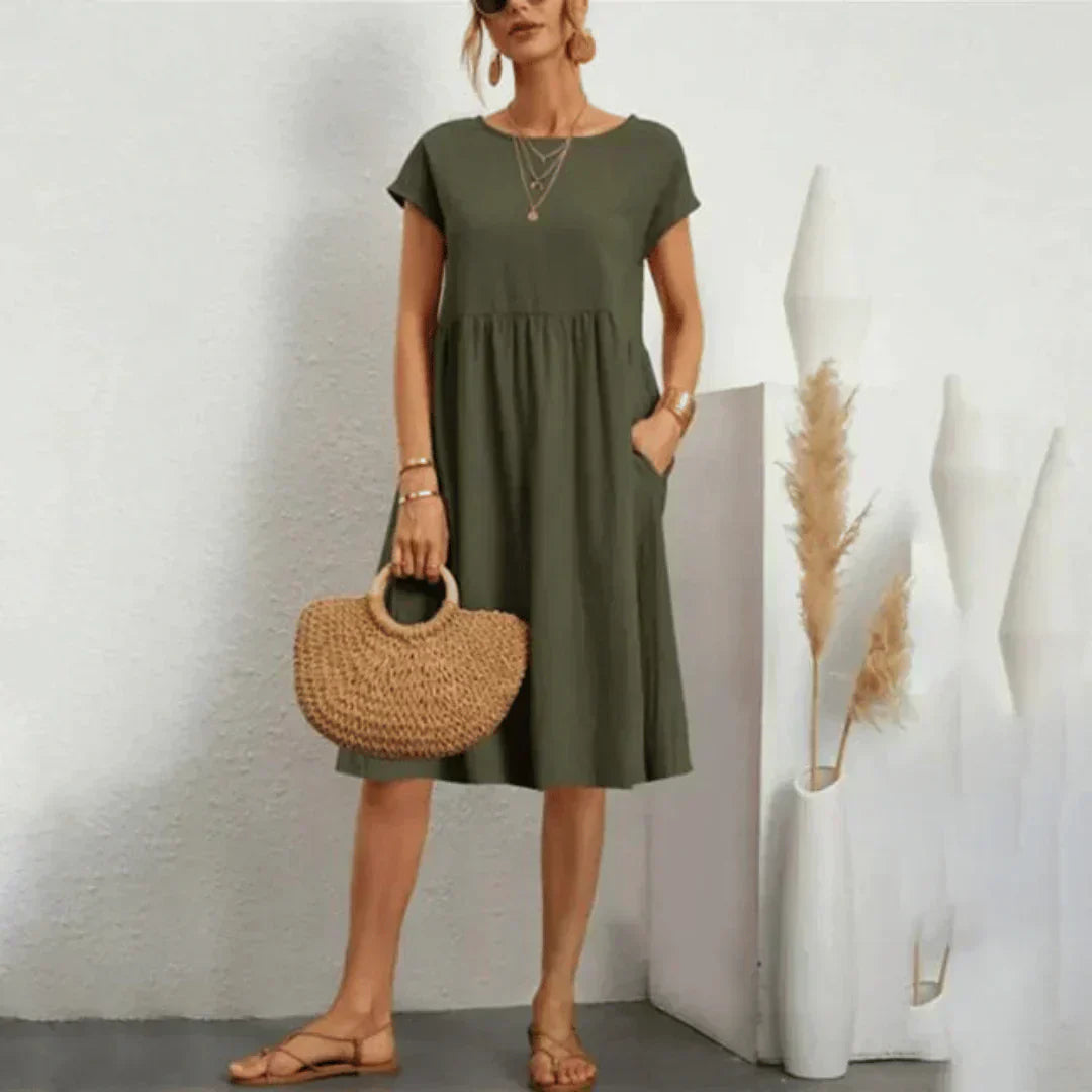 Whitemore & Daughters - Mira Mini Dress: Round-Neck Dress with Puff Sleeves