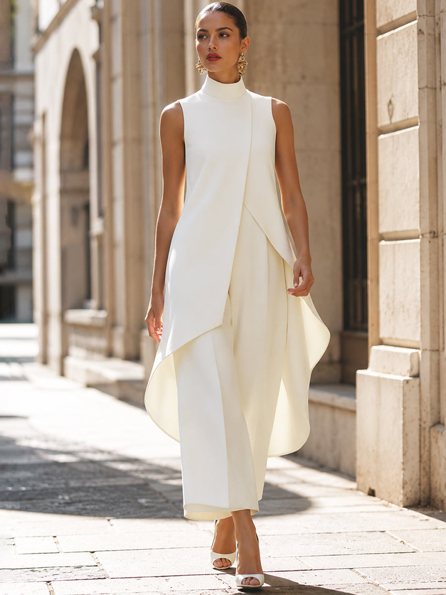 Asymmetric Layered Sleeveless Top & Wide-Leg Pants Set Co-ord – Whitemore & Daughters
