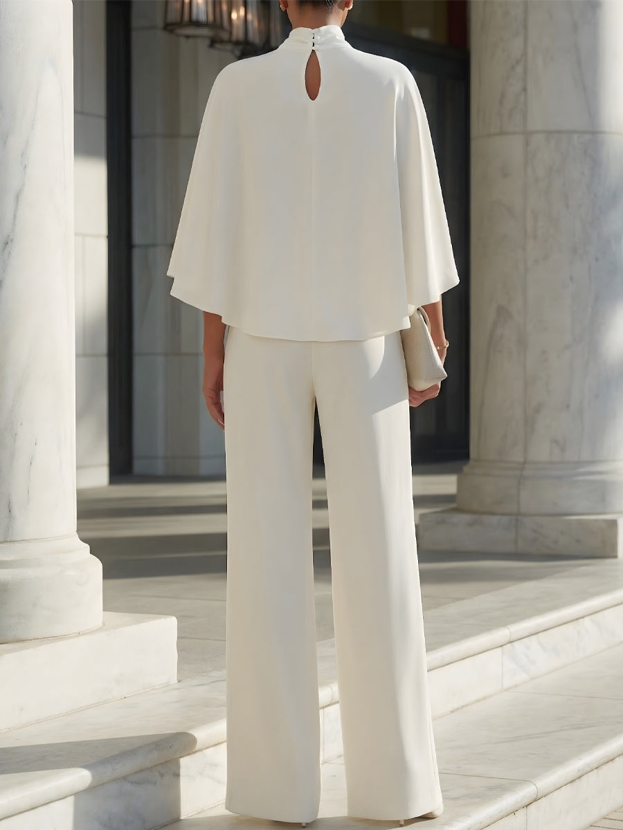 Cape-Sleeve High-Neck Blouse & Slit Trousers Co-ord – Whitemore & Daughters