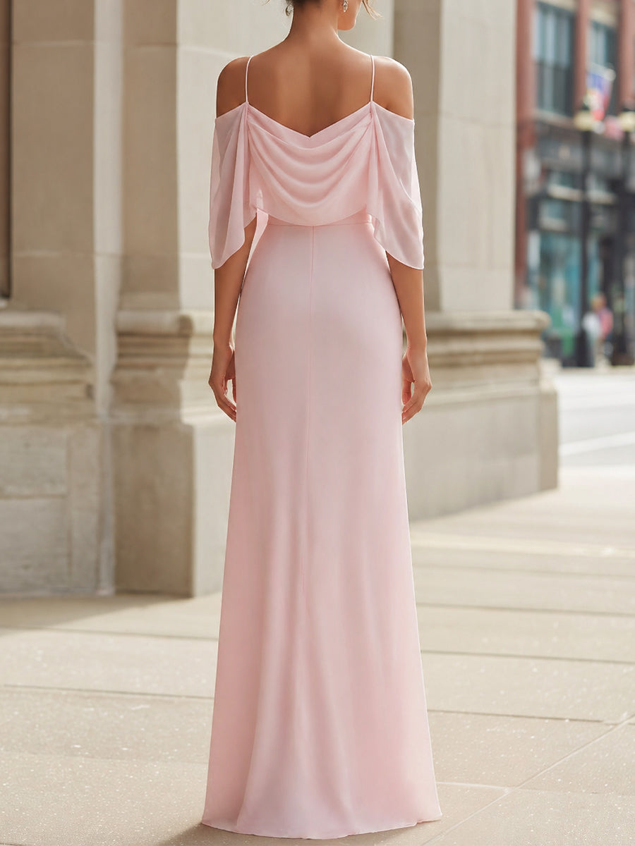 Whitemore & Daughters - Maxi Dress: V-Neck Dress with Cold-Shoulder Flutter Sleeves