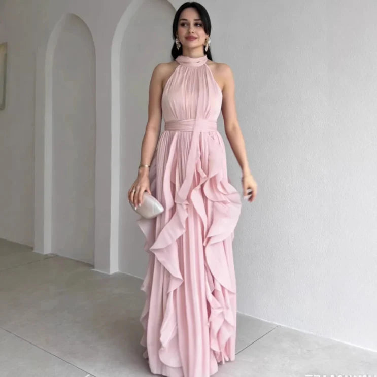 Whitemore & Daughters - Orea Maxi Dress: Halter-Neck Dress with Cascading Ruffle Detail