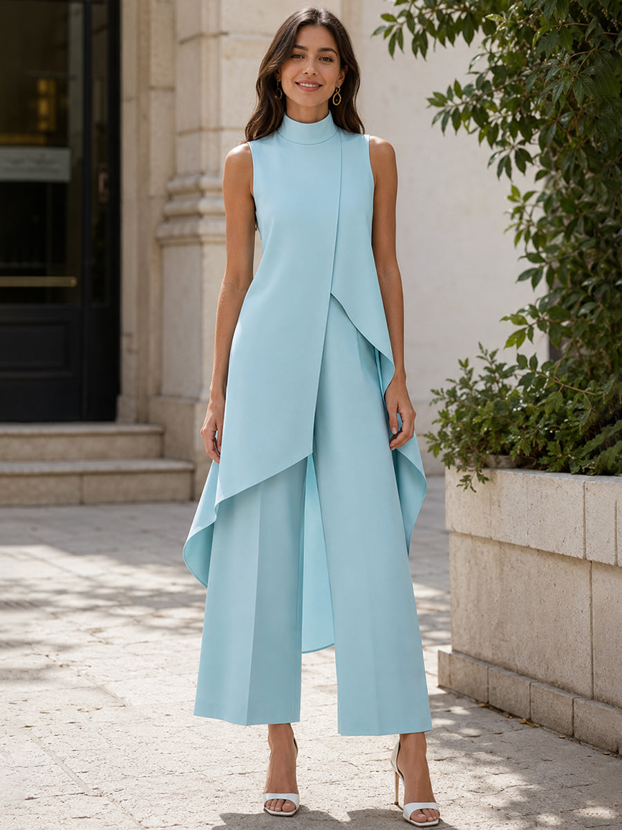 Asymmetric Layered Sleeveless Top & Wide-Leg Pants Set Co-ord – Whitemore & Daughters