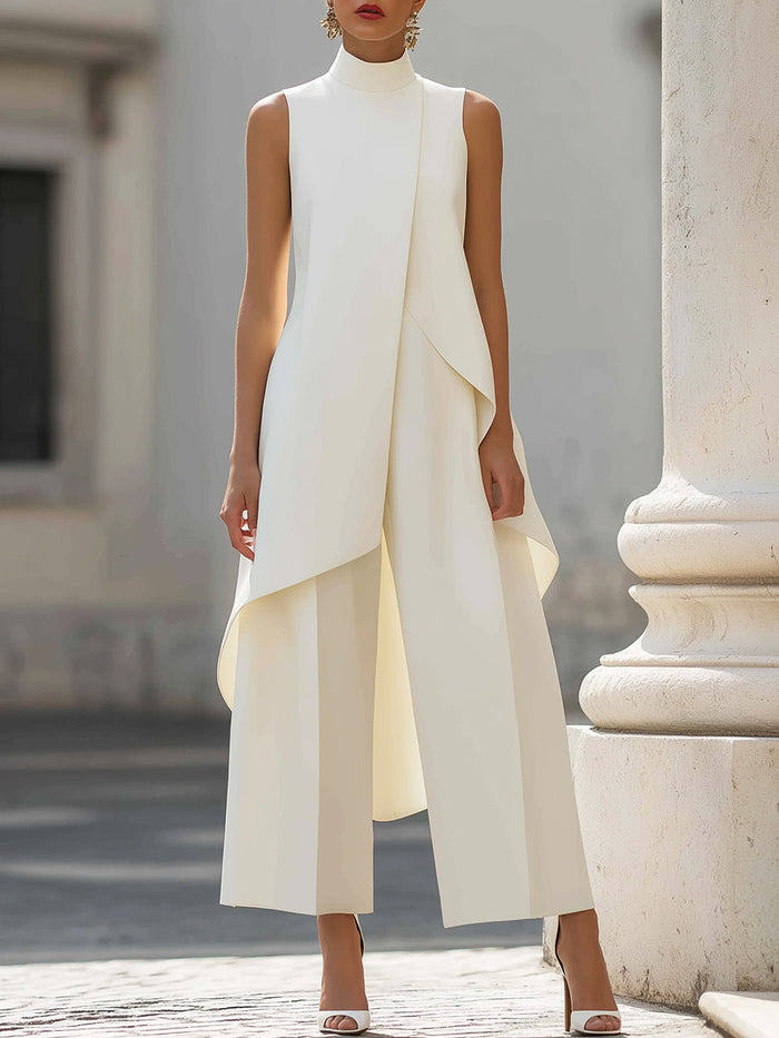 Asymmetric Layered Sleeveless Top & Wide-Leg Pants Set Co-ord – Whitemore & Daughters